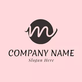 Logotipo De Curva Lovely Pink Letter M logo design
