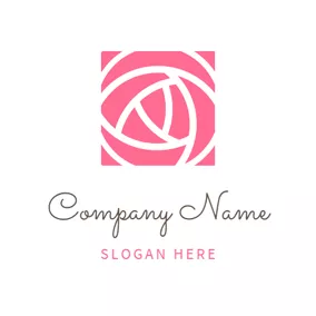 同盟ロゴ Lovely Pink Rose Bud logo design