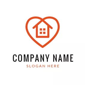 家Logo Lovely Red Heart House logo design