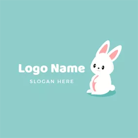 Logótipo De Anime Lovely White Rabbit and Anime logo design