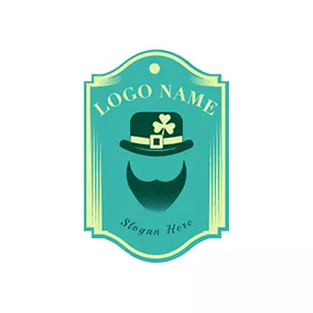 Emblem Logo Lucky Badge Shamrock Hat Beard Festival logo design