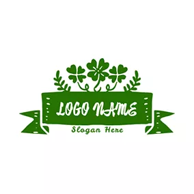 幸运 Logo Lucky Clover Banner Leaf logo design