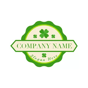 Green Logo Lucky Clover Circle Flower Badge logo design