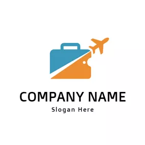 Case Logo Luggage Case and Airplane logo design