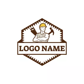 ツールロゴ Lumbering Tool and Woodworking Worker logo design