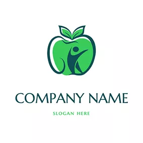 Nutritionist Logo Man and Apple Icon logo design