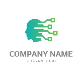 接続するロゴ Man Head and Digital logo design