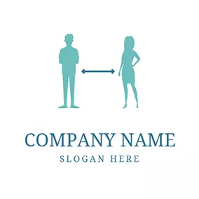 女性ロゴ Man Woman and Social Distancing logo design