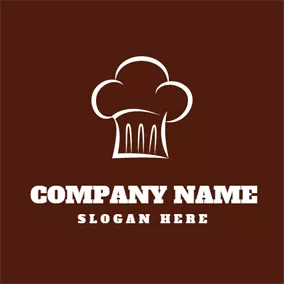 Takeaway Logo Maroon and White Chef Hat logo design
