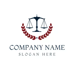 Attorney & Law Logo Maroon Leaf and Black Balance logo design