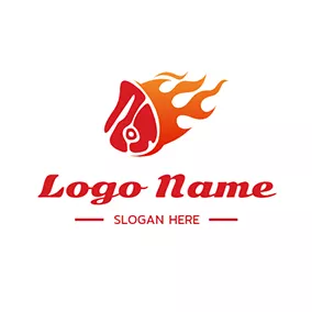 肉類 Logo Meat Fire and Bbq logo design