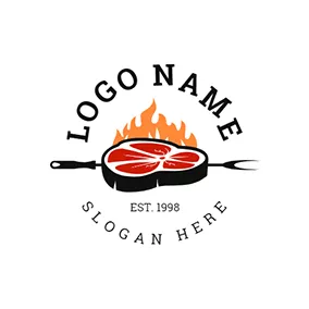 肉类 Logo Meat Fire Grill Bbq logo design