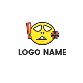 Face Logo Meme Exclamation Mark logo design