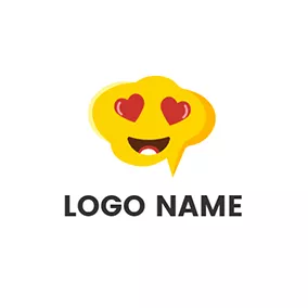 Happy Logo Meme Heart Eye logo design