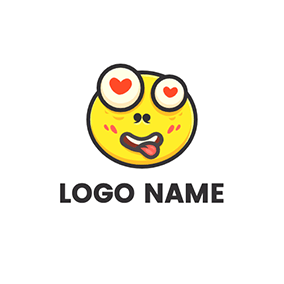 Face Logo Meme Heart Tongue logo design