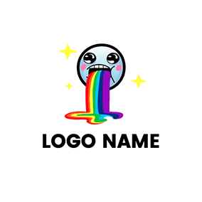 Face Logo Meme Mouth Rainbow logo design