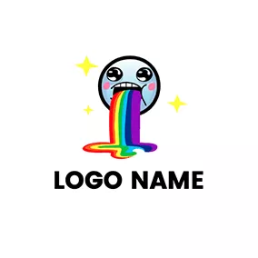 Happy Logo Meme Mouth Rainbow logo design