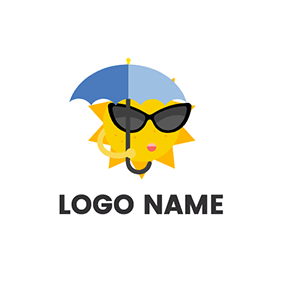 表情包 Logo Meme Umbrella Sunglasses logo design