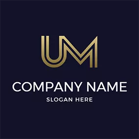 金属ロゴ Metal Golden Letter U M logo design