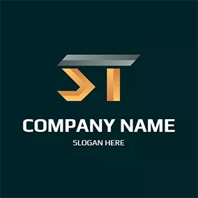 T Logo Metal Stereoscopic Letter S T logo design