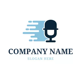 播客 Logo Microphone and Fast Podcast logo design