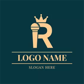 Royal Logo Microphone and Letter R logo design