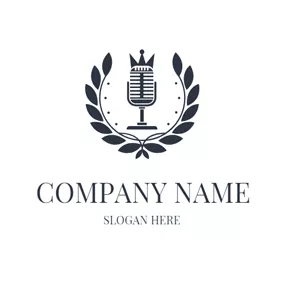 Crop Logo Microphone Branches and Leaves logo design