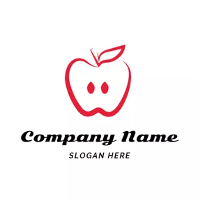 Emblem Logo Minimalist Red and White Apple logo design