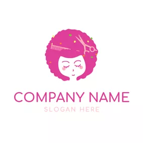Hairstyle Logo Mode and Afro Woman Hair logo design