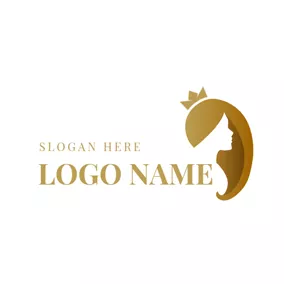 公主 Logo Mode and Long Hair logo design