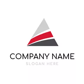 モダンロゴ Modern Red and Gray Stripe Pyramid logo design