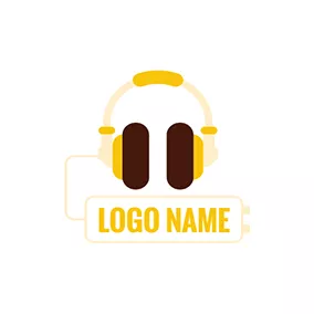 ケーブルのロゴ Modern Wired Headphone logo design