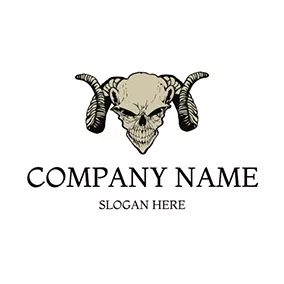 Curve Logo Monster Horn Skull Dead logo design