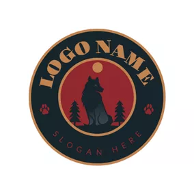 脚 Logo Moon and Fierce Wolf logo design