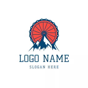 Chain Logo Mountain and Bike Wheel logo design