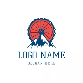 車輪 Logo Mountain and Bike Wheel logo design