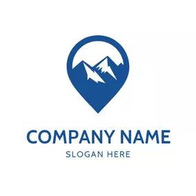 別針 Logo Mountain and Location Icon logo design