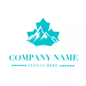 Flat Logo Mountain and Maple Leaf logo design