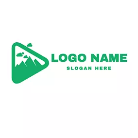 再生ロゴ Mountain and Play Button logo design