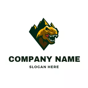 Dinosaur Logo Mountain and Raptor Mascot logo design