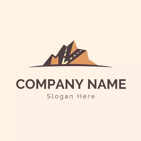 山丘 Logo Mountain and Steep Hill Road logo design