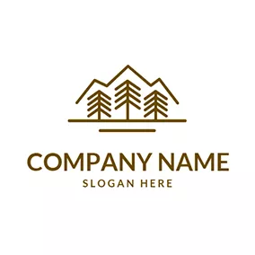山Logo Mountain and Tree Outline logo design