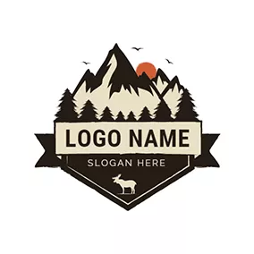 風景　ロゴ Mountain Forest Banner Habitat logo design