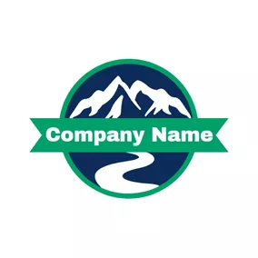 Climb Logo Mountain Range and Stream logo design