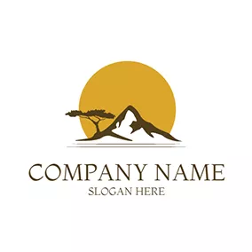 Design Logo Mountain Tree Sun African logo design