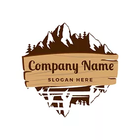 山峰 Logo Mountain Wooden Banner Jungle logo design
