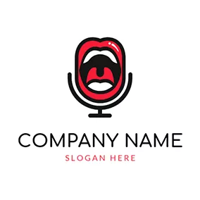 演员 Logo Mouth Microphone and Podcast logo design