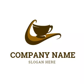 Caffeine Logo Mug and Coffee Wave logo design