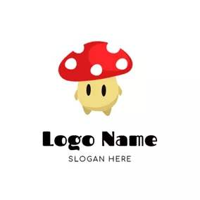 Beige Logo Mushroom Head and Anime logo design