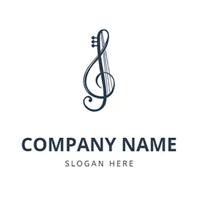 Music Logo Music Note and Violin String logo design